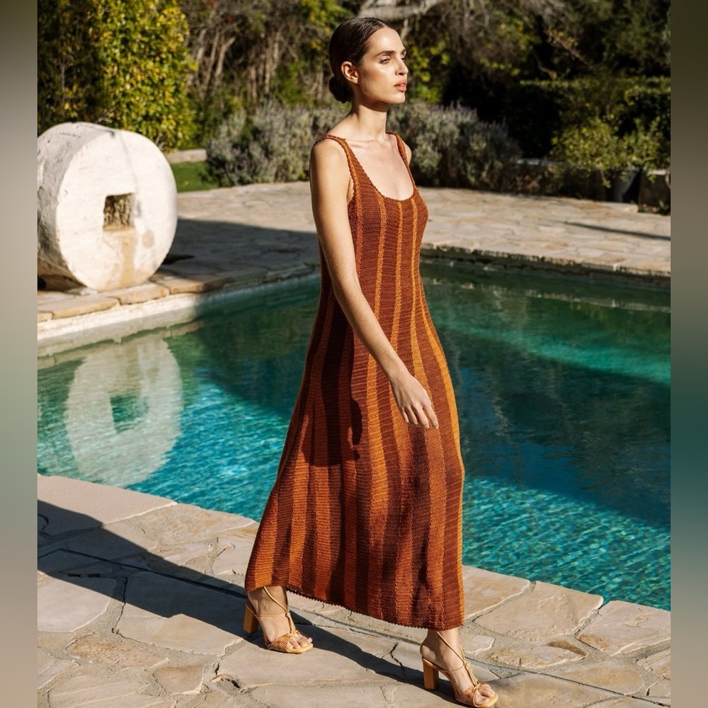 Cleobella Brown and Orange Maxi Dress